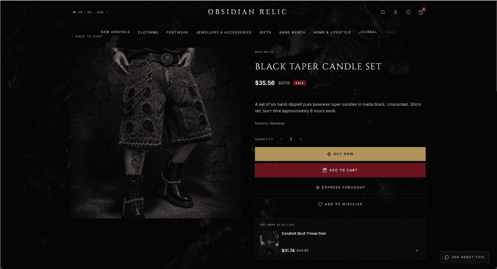Obsidian Relic — Product Page