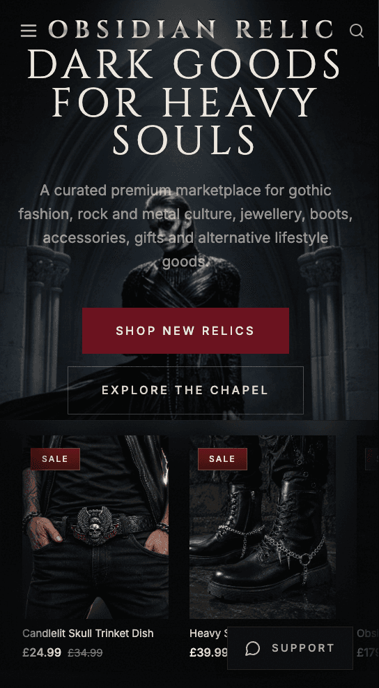 Obsidian Relic — Mobile View