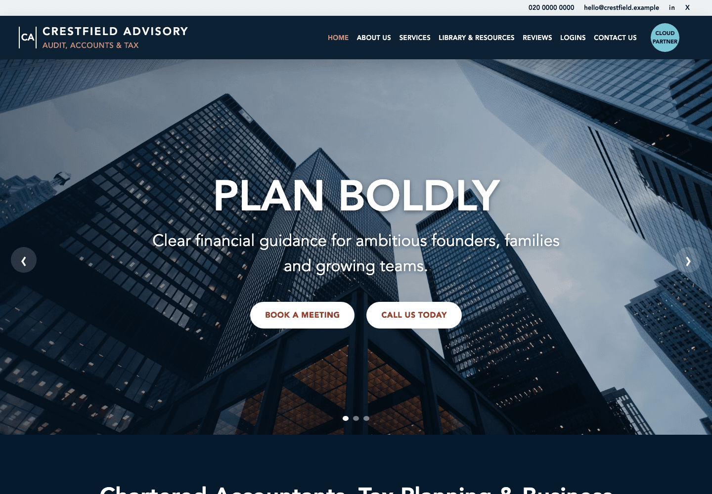 Crestfield Advisory website overview